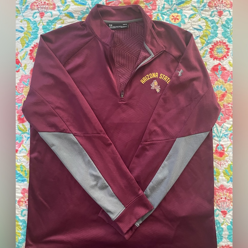 ASU maroon Under Armour cold gear loose fit half zip